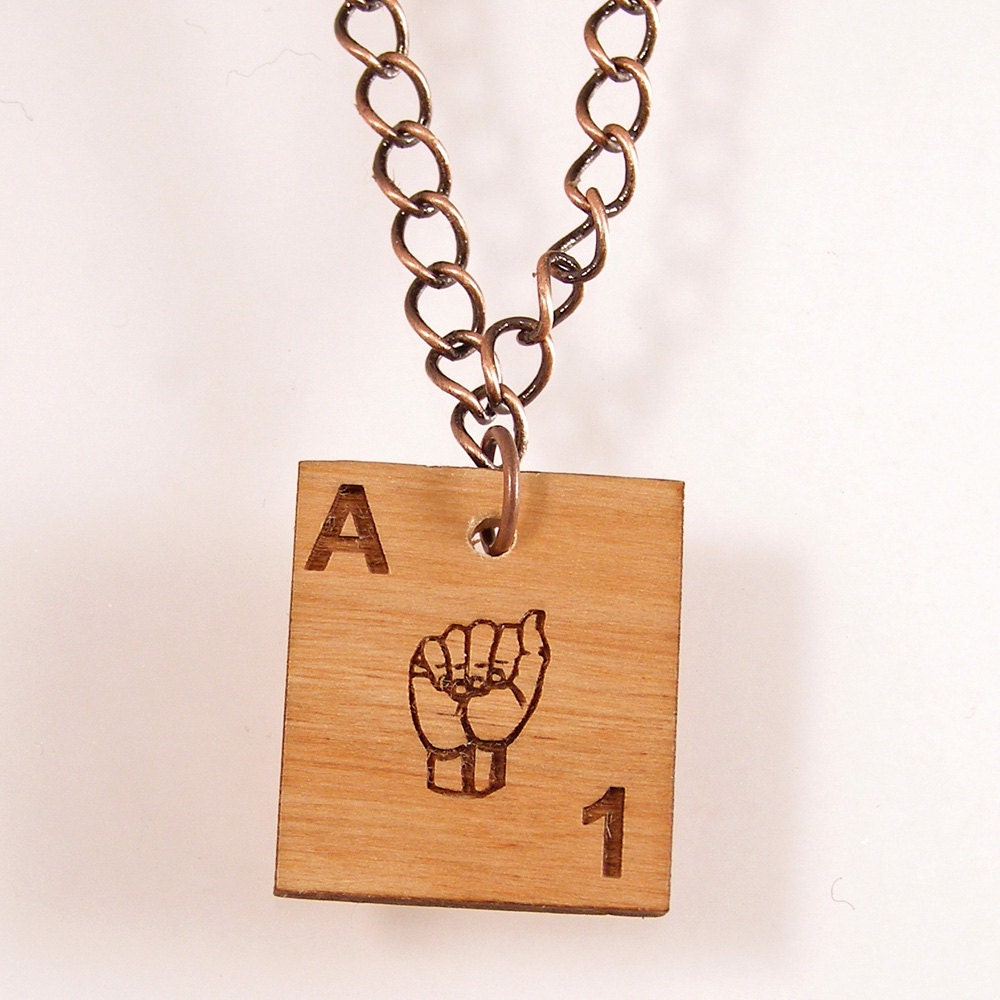ASL Scrabble Necklace - Choose your letter