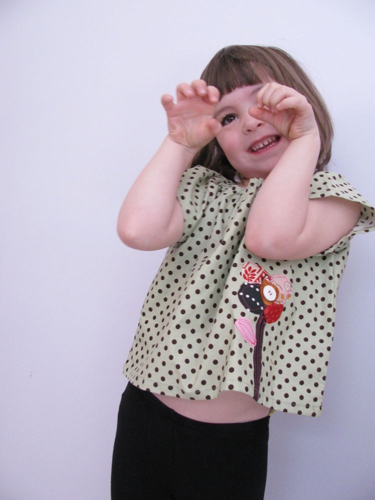Poka Dot Flowers Shirt 3T 4 LAST ONE Sale Il_170x135