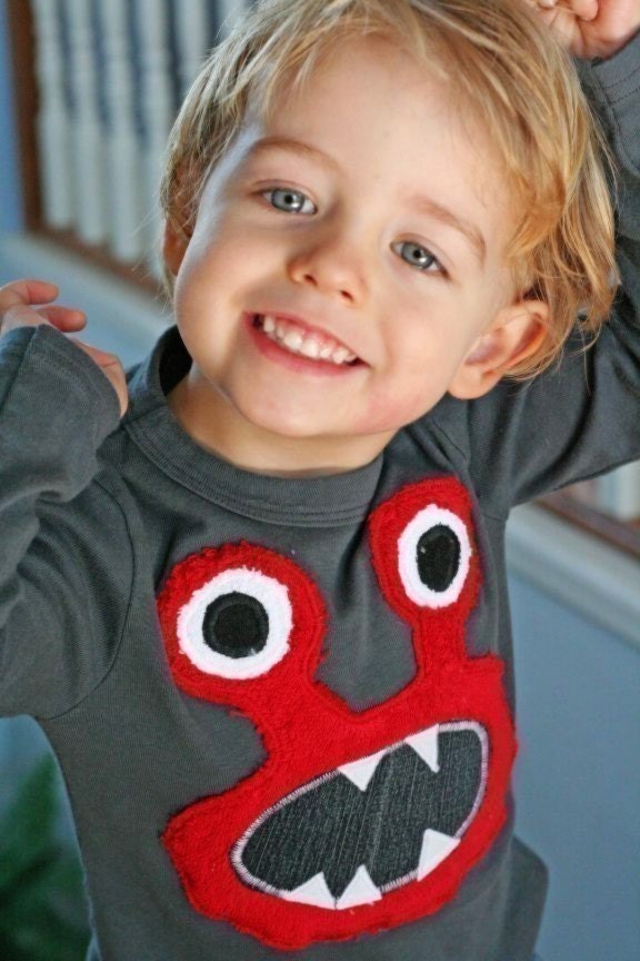 Red Bernard Monster Tee L/S sizes 2,4,6,8