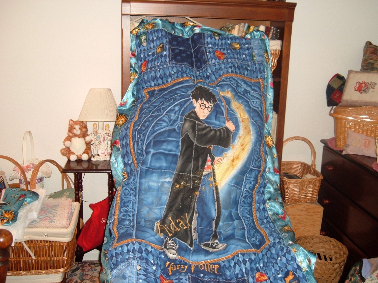 Quilt, Harry Potter Quilt, Embroidered, Appliqued, Quilted, Wizard Harry Design, Personalized - Custom Order