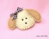 Hair Clips  -  Posh Puppy  -  Pink and Black Ribbon on Golden Lab