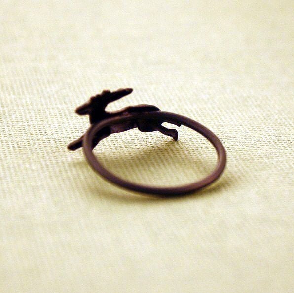 Deer Ring blackened brass and sterling silver