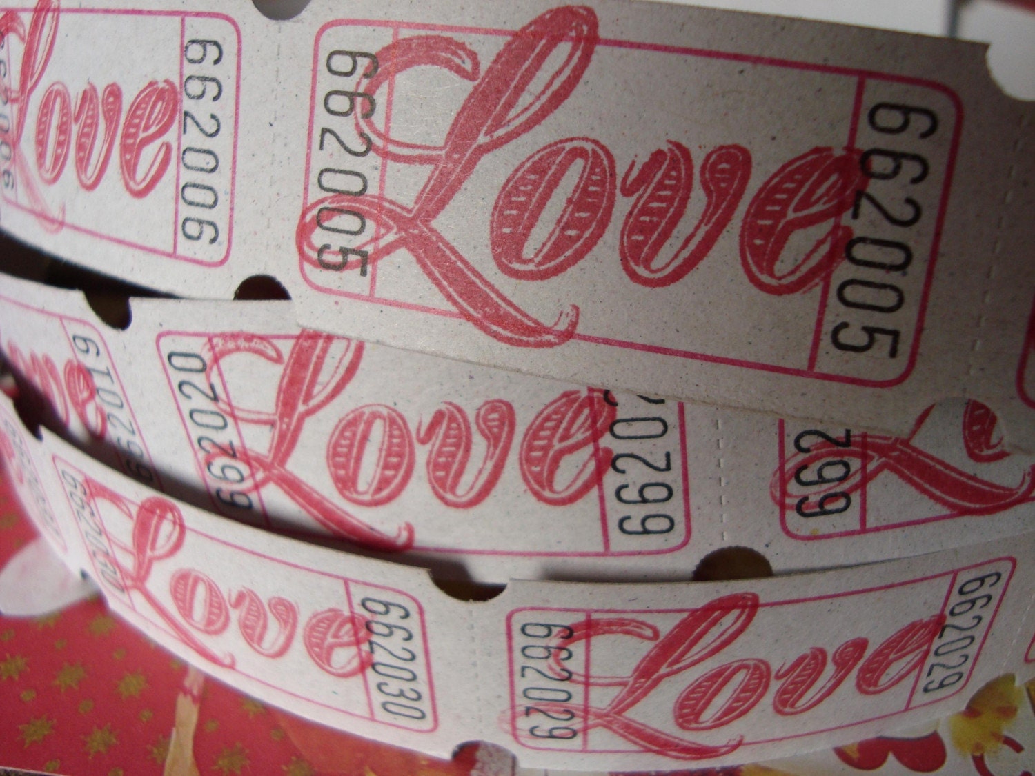 12 vintage look LOVE Carnival Tickets alterer art zNe mixed media