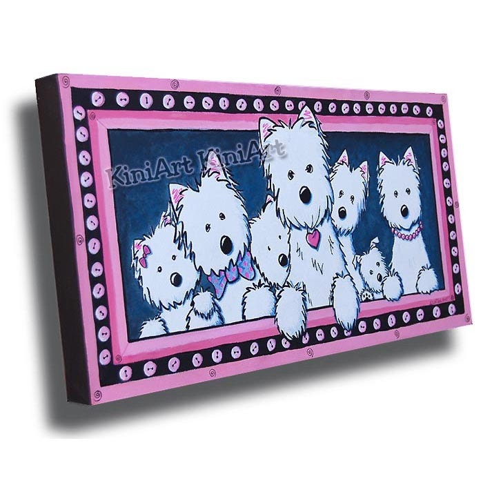 ORIGINAL Painting KiniArt WESTIE Terrier Dogs Art