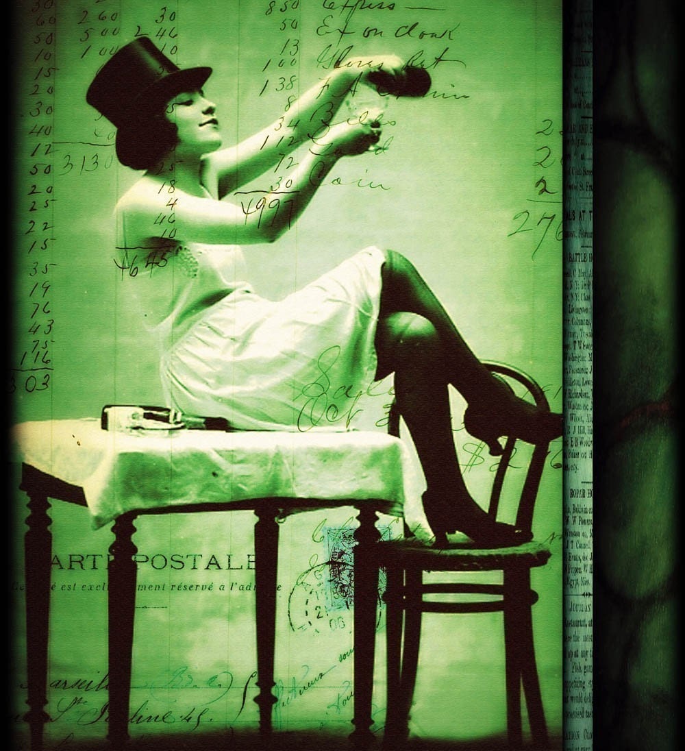 SALE - In Her Rebellious Youth  (reproduction art print of a mixed media collage)