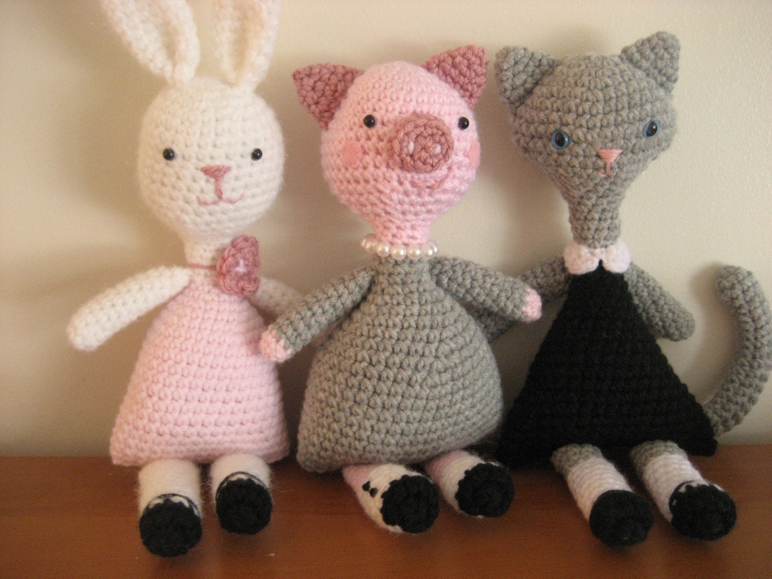 Sale - Amigurumi Patterns Crochet Little Animal Girls Pattern Set Digital Download