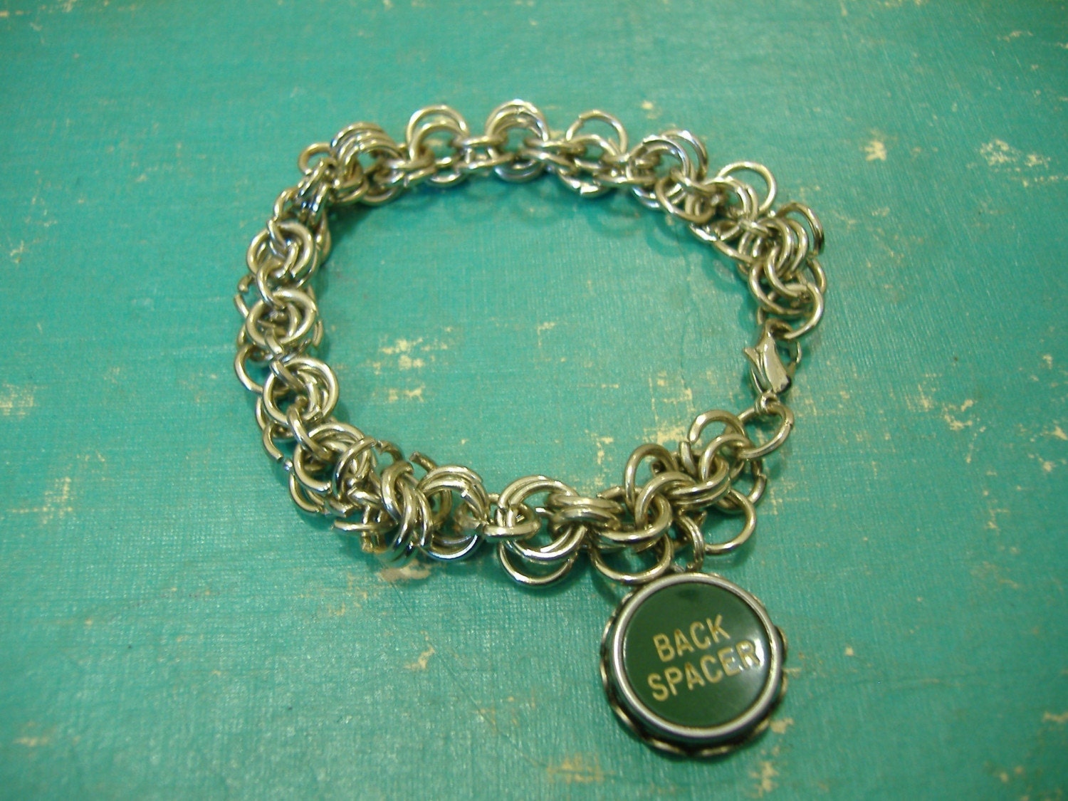 CUSTOM TYPEWRITER KEY BRACELET I KEY CHARM SILVER RING BRACELET UNIQUE
