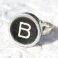 VINTAGE TYPEWRITER Key RING Custom Letter Initials Retro Fun Upcycled