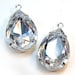 Crystal, Rhinestone, Pear, Silver Plated Settings, 18mm, 13mm, Glass, Gems, Jewels, One Pair, International Shipping