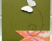 swirly butterfly thank you greeting card