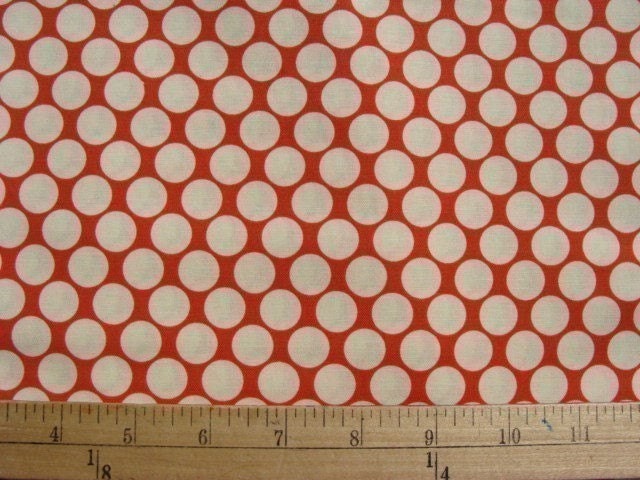 1/2 yd Amy Butler Fabric / Full Moon Dots in Cherry Red / Quilt and Apparel Fabric Lotus