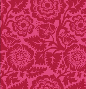 HEIRLOOM Fabric  by Joel Dewberry / BLOCKPRINT  BLOSSOM in Crimson / Cotton Quilt Fashion Fabric 1 yard