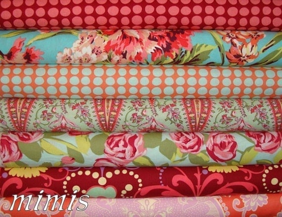 Amy Butler Fabric / Love CAP 1 HEART /  7 Half Yards Quilt Bundle