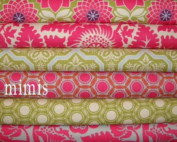 HEIRLOOM Fabric / Joel Dewberry / PINK & GREENS / 6 Half Yards - Cotton Quilt Fabric