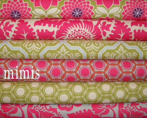 HEIRLOOM Fabric / Joel Dewberry / PINK & GREENS / 6 Half Yards - Cotton Quilt Fabric
