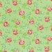 SALE Tanya Whelan Fabric / Sugar Hill / Scattered Roses in Green  / 1 Yard  Cotton Quilt Fabric
