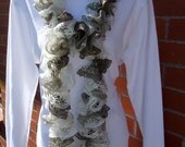 Handmade Knit Ruffle Scarf SHUFFLE white Cream Beige Taupe Khaki New 67" Long FREE SHIPPING