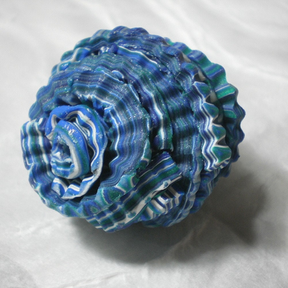 Crusty Blue Handmade Polymer Clay Bead