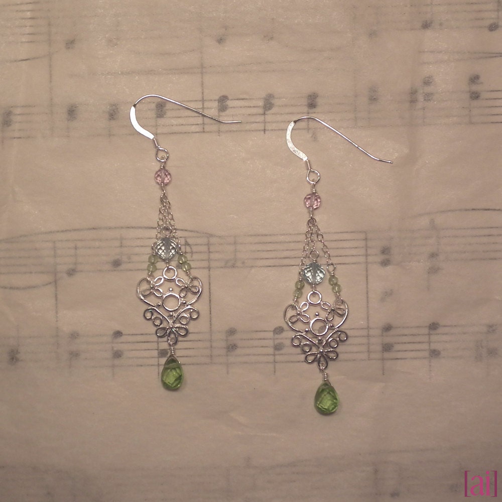 Hollis - Amethyst, blue topaz, and peridot earrings