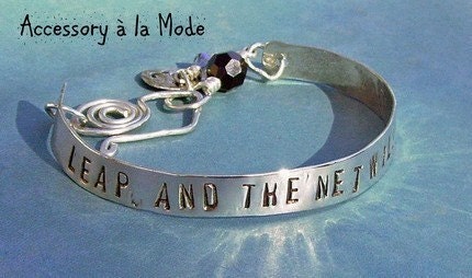 Hand Stamped Poetic Bangle Bracelet - Custom Sterling Silver - You choose Name, Word, Phrase, Quote for personalization