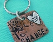 Artistic Canvas Pet Id Tag - hand stamped antiqued copper and sterling silver - custom personalized for your furry friend