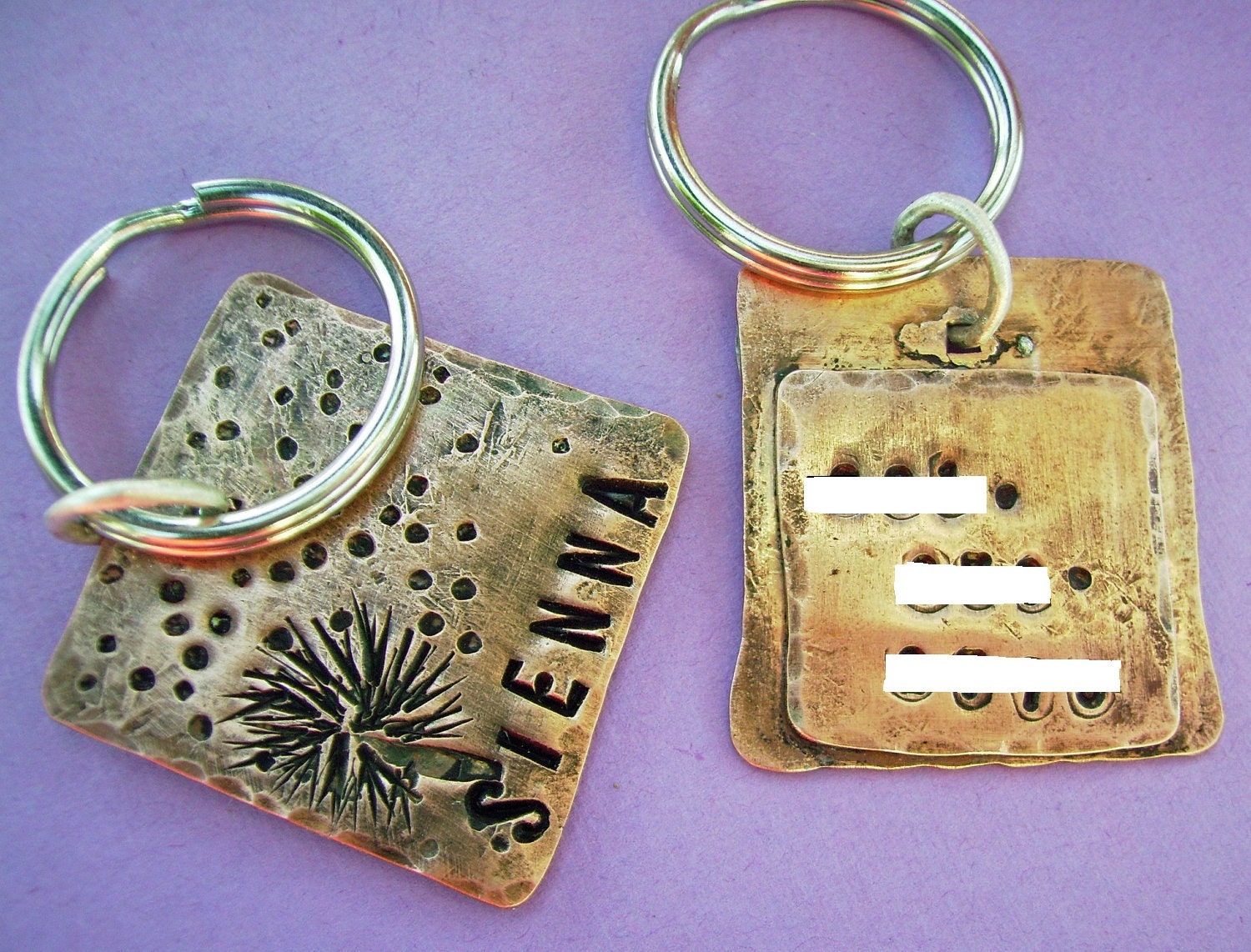 Puppy Kisses and Wishes - hand stamped antiqued copper pet id tag - custom personalized for your furry friend - cat or dog