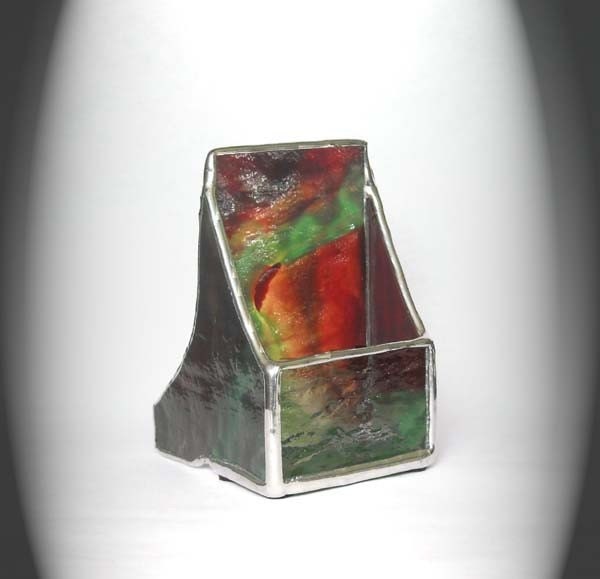 Red And Green Vertical Stained Glass Business Card Holder