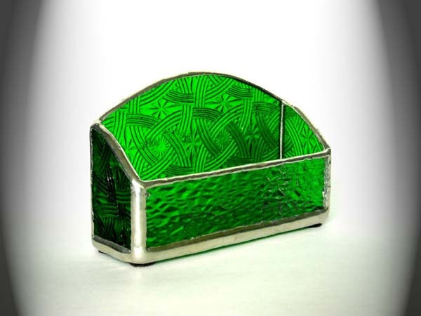Green Stained Glass Business Card Holder