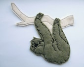 Iron on Patch Sloth Applique in Moss Green