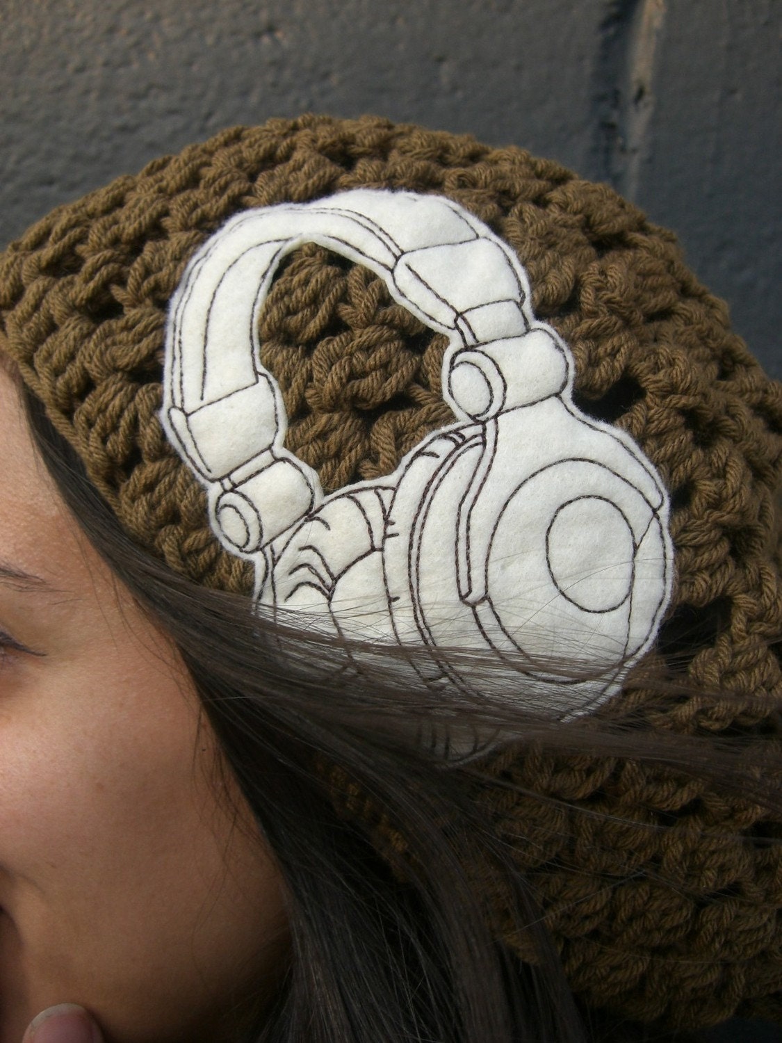 Headphones Are For Girls Slouchy Crochet Beanie Hat