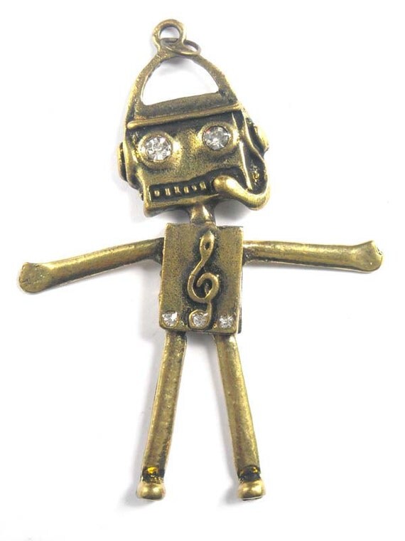 Antique Bronze Robot Musical Pendant
