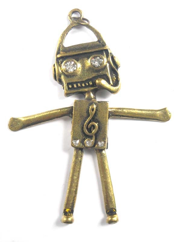 Antique Bronze Robot Musical Pendant