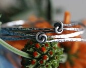 Heavy 14g Hammered Rosette Silver Bangle