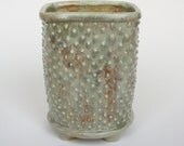 Ceramic Rectangle Pot with Spikes Grey Green