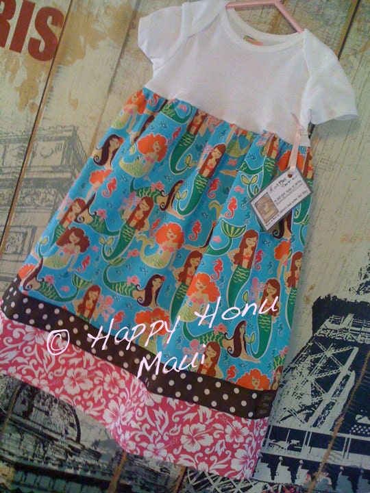 Happy Honu Maui Hula girl Baby Doll Sundress 1 two or 3 years made in Hawaii Pink or Cream fabric