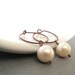 White Pearl Earrings, Copper Earrings, Ivory White, Freshwater Pearls, Copper Hoops, Hoop Earrings, Dangle Earrings