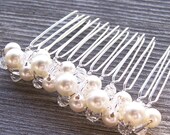 2 Ivory Cream Bridal Hair Comb with Swarovski Pearls and Crystals