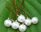 6 Bridal Hair Pins with Swarovski Pearls 8mm
