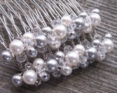 Silver and Lace Bridal Hair Comb with Swarovski Pearls and Crystals
