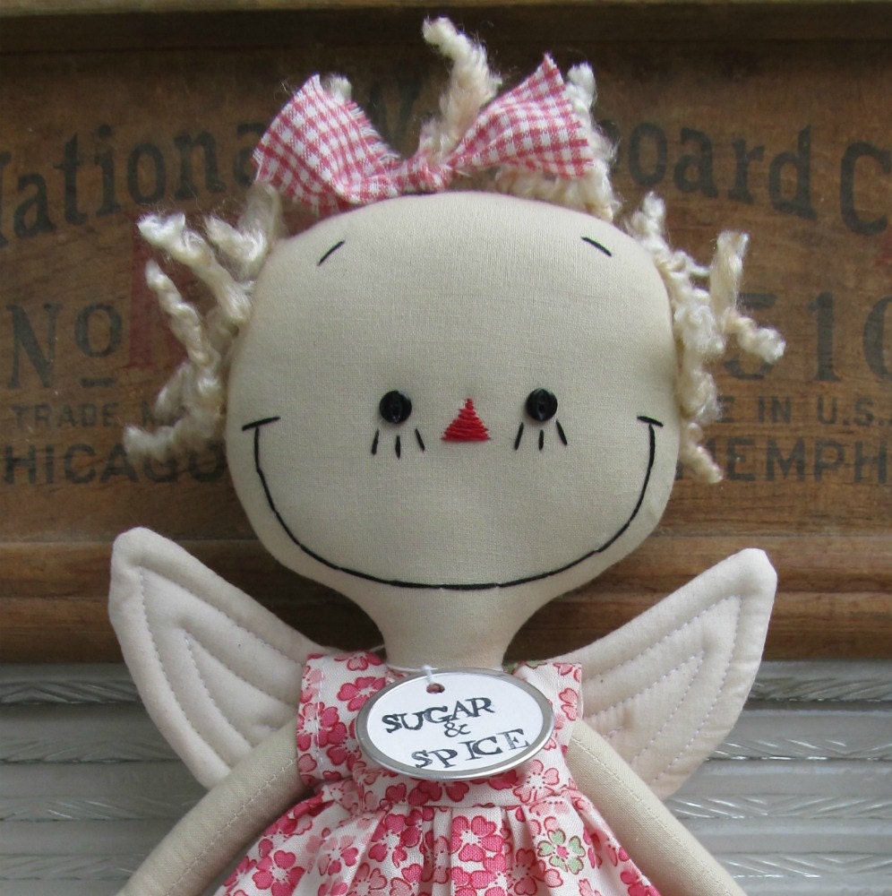 Fairy in Pink handmade cloth rag doll