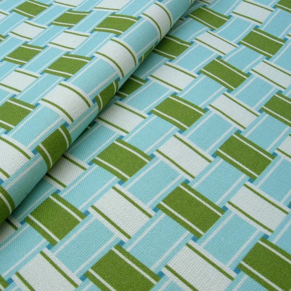 Lawn Chair Organic Canvas in blue & green- Fat Quarter
