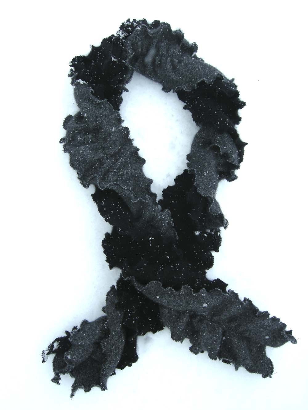 Cashmere Curly Scarf - Black and charcoal