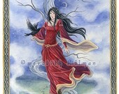 Morgan Le Fay w Ravens art print limited edition 8x10 by Meredith Dillman