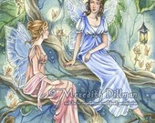 Regency Fairies art print by Meredith Dillman 5x7 artwork - Fairy Gossip