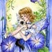 Birman Cat art, Fairy print, blue Morning Glory flower, 5x7 by Meredith Dillman