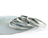 Organic Stacking Rings - Set of 5 - Made to Order in your size - Sterling silver skinny stacking rings