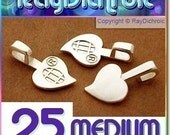 Bail - 25 OFF Sale - 25 MEDIUM HEART bails - Silver Plated