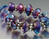 KILLERBEEDZ1 - Kalypso Sparklers - 12 Stubby Bicone Lampwork Beads