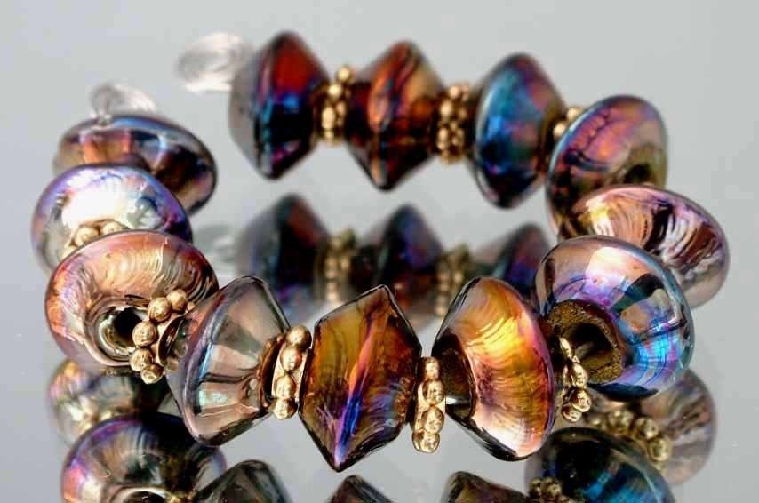 KILLERBEEDZ1 - Iris Yellow - 12 Lampwork Bead Set
