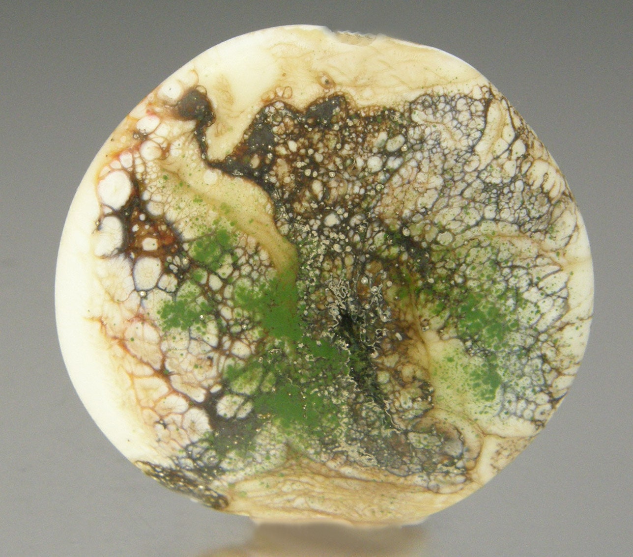 KILLERBEEDZ1 - Organics  - Large Lentil Focal Lampwork Bead
